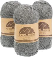 🧶 [ 3-pack ] alpaca yarn blend [ umayo ] [ fingering ] #2 (5.29 oz/150 g total) soft and lovely for knitting, crocheting, weaving - grey logo