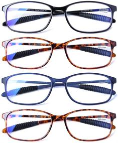 img 4 attached to 👓 DOOViC 4-Pack очки для чтения, фильтрующие синий свет: гибкие, предотвращающие напряжение глаз компьютерные очки для легкого комфорта и облегчения, идеально подходят для мужчин и женщин.