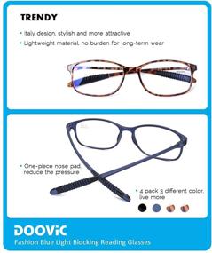 img 1 attached to 👓 DOOViC 4-Pack очки для чтения, фильтрующие синий свет: гибкие, предотвращающие напряжение глаз компьютерные очки для легкого комфорта и облегчения, идеально подходят для мужчин и женщин.