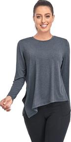 img 2 attached to Sleeve Workout Shirts Women Running Sports & Fitness