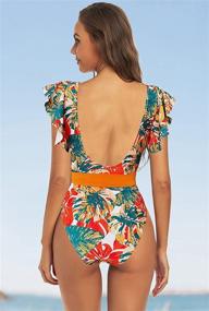 img 2 attached to 👙 Stylish Binlowis Deep V Neck Floral Print Beachwear Bathing Suit for Women