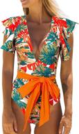 π stylish binlowis deep v neck floral print beachwear bathing suit for women logo