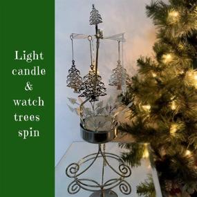img 1 attached to 🎄 Christmas Tree Spinning Candle Holder with Laser Cut Design - Carousel Candle - Rotating Candle Holder by BANBERRY DESIGNS