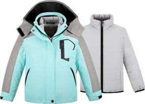 img 4 attached to Stay Warm and Dry with Wantdo Girl's 3-in-1 Waterproof Ski Jacket - Windproof Winter Snow Coat with Hood - Ideal for Snowboarding and Rainy Weather