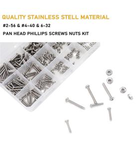 img 3 attached to 360pcs #2-56#4-40#6-32 Pan Head Phillips 304 Stainless Steel Screws and Hex Nuts Assortment Kit, Small Screws Kit, Plain Finish by binifiMux