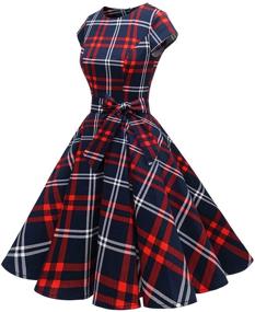 img 3 attached to Dressystar Vintage Christmas Rockabilly RedWhitePlaids Women's Clothing in Dresses