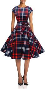 img 4 attached to Dressystar Vintage Christmas Rockabilly RedWhitePlaids Women's Clothing in Dresses