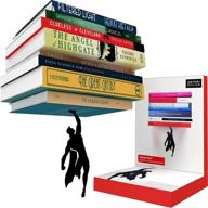 📚 floating metal wall bookshelf - sleek invisible book shelf for kids and men - modern small black wall mounted bookshelves for unique home decoration - enhanced seo logo