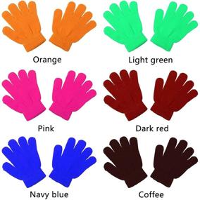 img 1 attached to 🧤 12 Pairs Cooraby Kids Warm Magic Gloves for Winter, Stretchy Knit Gloves for Boys and Girls