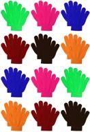 🧤 12 pairs cooraby kids warm magic gloves for winter, stretchy knit gloves for boys and girls logo