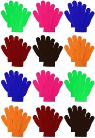 img 4 attached to 🧤 12 Pairs Cooraby Kids Warm Magic Gloves for Winter, Stretchy Knit Gloves for Boys and Girls