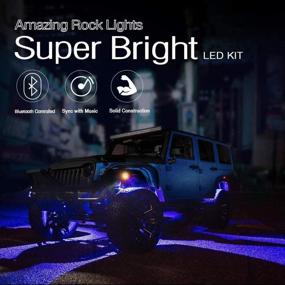 img 1 attached to 🚗 Улучшите свою поездку с помощью комплекта Mushan 4-Pod Multi-Color RGB LED Light - Bluetooth-управление для внедорожников, грузовиков, лодок и яхт