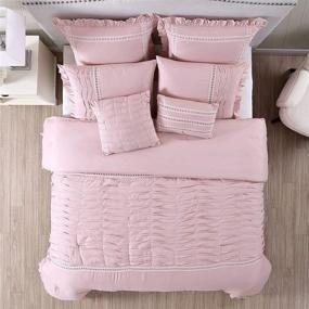 img 2 attached to 🛏️ Amrapur Overseas Antonella King Comforter Set, Mauve - 8-Piece Pleated Design