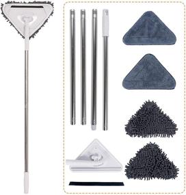 img 4 attached to Versatile Microfiber Dust Mop with Extension Pole, 4 Replacement Mitts, Ceiling Washer, and Baseboard Duster - Ultimate Cleaning Kit