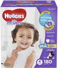 img 2 attached to 👶 Huggies Little Movers Plus Diapers Size 4, 180 Count: Premium Quality Diapers for Active Babies