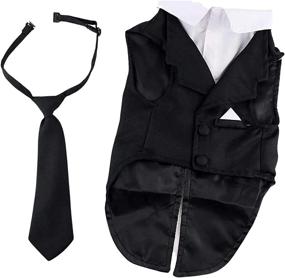 img 1 attached to ✨ Stylish Midlee Dog Tuxedo Wedding Suit Set with Black Top Hat & Leash