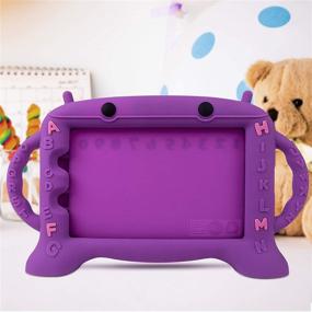 img 2 attached to 📱 CHIN FAI Kids Case for Samsung Galaxy Tab A 8.0 2019 T290 T295, Purple Shockproof Silicone Handle Stand Protective Cover for Galaxy Tab A 8.0 Inch 2019 Without S Pen Version