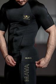 img 1 attached to 💪 Mava Sports Men's Compression Short Sleeve Shirt: Ultimate Baselayer for Intense Gym Workouts