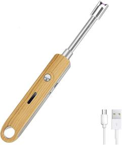 img 4 attached to 🕯️ Wood Grain Candle Lighter: Rechargeable Electric Arc Lighter with 360° Flexible Neck for Household, Camping, Cooking, BBQ – Windproof & Long-lasting