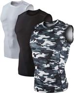 🏋️ enhance performance with devops men's athletic compression shirts - 2~3 pack sleeveless logo