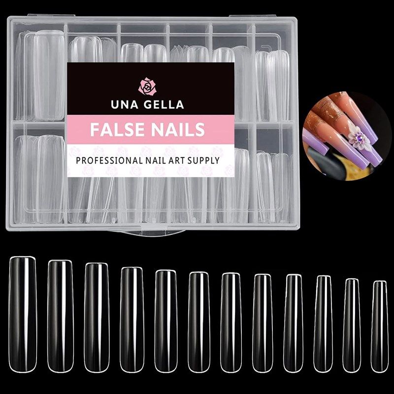 💅 UNA GELLA Full Cover Nail Tips Square Nails Tips 120 PCS…