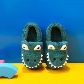 img 2 attached to 🦖 Dino-themed Westilely Slippers: Non-Slip Indoor Shoes for Boys