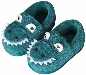 img 4 attached to 🦖 Dino-themed Westilely Slippers: Non-Slip Indoor Shoes for Boys