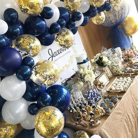 img 3 attached to 🎈 Navy Blue and Gold Party Balloons: 40 pcs Latex, Confetti, Metallic Gold, Ideal for Weddings, Baby Showers