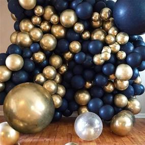 img 1 attached to 🎈 Navy Blue and Gold Party Balloons: 40 pcs Latex, Confetti, Metallic Gold, Ideal for Weddings, Baby Showers