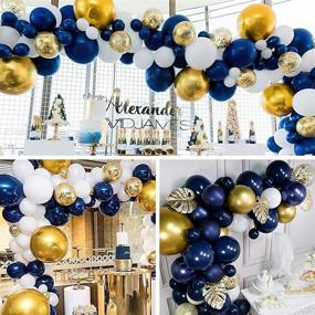 img 2 attached to 🎈 Navy Blue and Gold Party Balloons: 40 pcs Latex, Confetti, Metallic Gold, Ideal for Weddings, Baby Showers