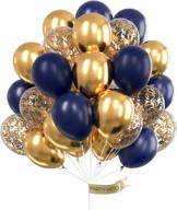 🎈 navy blue and gold party balloons: 40 pcs latex, confetti, metallic gold, ideal for weddings, baby showers логотип