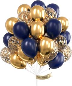 img 4 attached to 🎈 Navy Blue and Gold Party Balloons: 40 pcs Latex, Confetti, Metallic Gold, Ideal for Weddings, Baby Showers