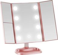 🌹 rose gold miss sweet tri-fold makeup mirror vanity mirror with 1x/2x/3x magnification and big bulb feature logo