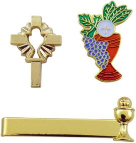 img 2 attached to 🙏 First Communion Boys Tie Clip and Chalice Pin Accessory Pack by Westmon Works: Complete Set for a Memorable Day