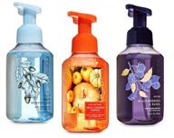 bath & body works crisp morning air, sweet cinnamon pumpkin, blackberries and basil gentle foaming hand soaps (3 pack) logo