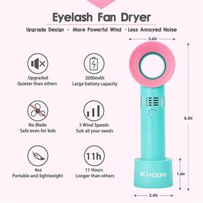img 3 attached to 🌀 Upgraded Portable Rechargeable Handheld Lash Fan for Eyelash Extension Application - Kugge Mini Bladeless Eyelash Fan Dryer (Green)