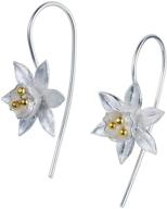 🌼 vintage silver folk daffodil hook earrings - ideal for women and girls, perfect for seo logo