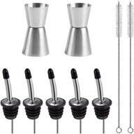 🍸 complete 5-pack stainless steel liquor pour spouts set with double jiggers and accessories - sourceton логотип