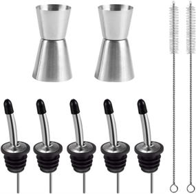 img 4 attached to 🍸 Complete 5-Pack Stainless Steel Liquor Pour Spouts Set with Double Jiggers and Accessories - SourceTon