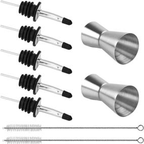 img 3 attached to 🍸 Complete 5-Pack Stainless Steel Liquor Pour Spouts Set with Double Jiggers and Accessories - SourceTon