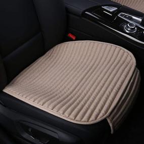 img 4 attached to 🚗 Universal Leather Car Seat Protectors, Beige Front Seat Covers with Bottom Cushions - 2 Pack, Ventilated Design, Buckwheat Hulls for Automobiles
