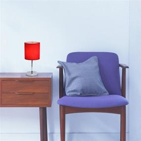 img 1 attached to 🔴 Red Fabric Shade Chrome Mini Basic Table Lamp LT2007-RED - Simple Designs