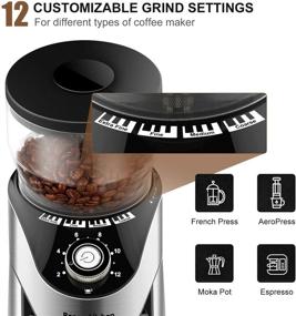 img 1 attached to 🔌 Premium Electric Burr Coffee Grinder: 12 Grind Settings, Large Capacity, Stainless Steel