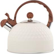 🍵 stainless steel tea kettle with anti-heat wood grain handle, cylindrical wood grain stainless steel cover, 2.5l capacity, white logo