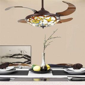 img 3 attached to 42 Inch Tiffany Style Invisible Ceiling Fan with Lights - Remote Control, Retractable Blades, 3 Speeds & Light Changes - Fandelier Chandelier Fan - Quiet Motor - Indoor Ceiling Lighting Fixture