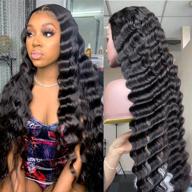 👑 premium hd lace front wigs: pre plucked, loose deep wave 13x4 wig with transparent lace, baby hair, 180% density - brazilian human hair wigs for black women (20inch, natural color) logo