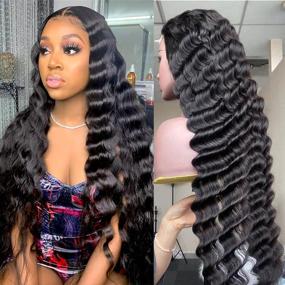 img 4 attached to 👑 Premium HD Lace Front Wigs: Pre Plucked, Loose Deep Wave 13x4 Wig with Transparent Lace, Baby Hair, 180% Density - Brazilian Human Hair Wigs for Black Women (20inch, Natural Color)