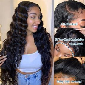 img 3 attached to 👑 Premium HD Lace Front Wigs: Pre Plucked, Loose Deep Wave 13x4 Wig with Transparent Lace, Baby Hair, 180% Density - Brazilian Human Hair Wigs for Black Women (20inch, Natural Color)