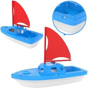 img 1 attached to 🛥️ Bath, Pool & Play Boat Toy Set for Kids | 3 PCs - Yacht, Speed Boat, Sailing Boat | Aircraft Carrier | Ideal Birthday Gift for Toddlers & Babies | FUN LITTLE TOYS