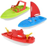 🛥️ набор игрушек для ванны, бассейна и игр для детей | 3 шт. - яхта, скоростная лодка, парусная лодка | авианосец | идеальный подарок на день рождения для младенцев и малышей | fun little toys логотип